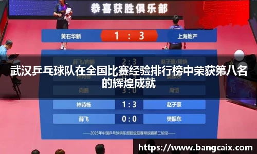 武汉乒乓球队在全国比赛经验排行榜中荣获第八名的辉煌成就