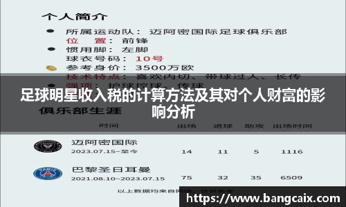 足球明星收入税的计算方法及其对个人财富的影响分析